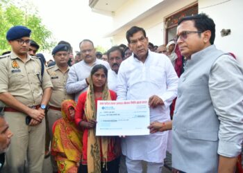 Minister A.K. Sharma Meets Families Affected by Storm in Bhadohi
