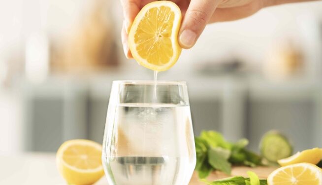 drinking lemon water