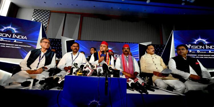 In Prayagraj, Akhilesh Yadav Targets BJP Government
